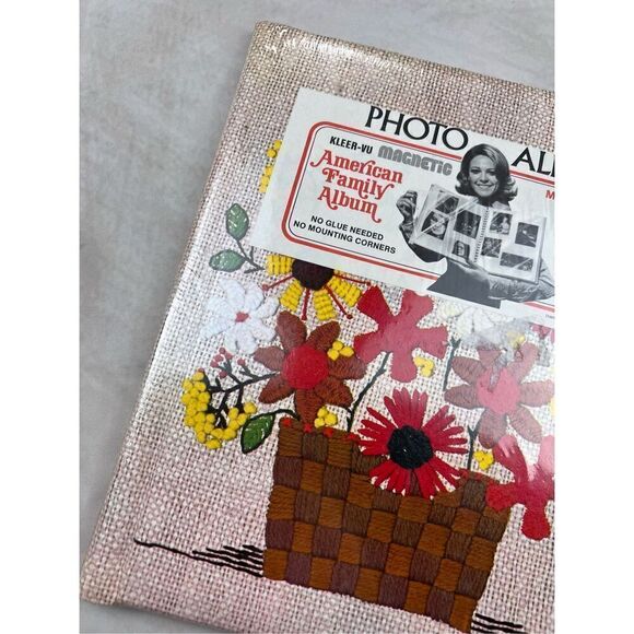 Vintage NOS 1970s Floral Photo Album Crewel - Picture 2 of 7